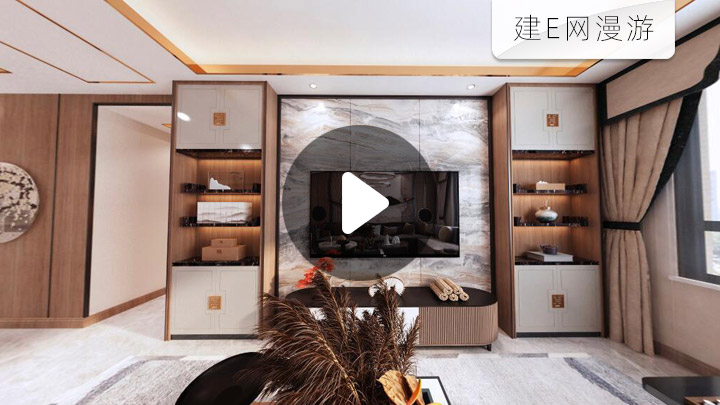 保利茉莉公新中式风格室内设计方案VR全景图表现